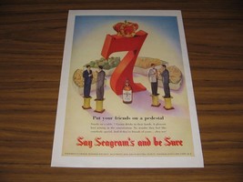 1952 Print Ad Seagrams 7 Crown Whiskey Men on Pedestals at Party - £8.87 GBP