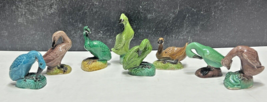 8 Vintage Chinese Export Porcelain Birds Geese Ducks Turquoise Glaze Brown Green - £94.14 GBP