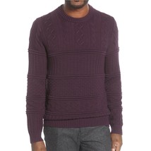 Ted Baker London Men&#39;s Marbal Multi Stitch Cable Knit Crew Sweater Deep Purple - £27.17 GBP