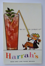 Harrah&#39;s Casino Postcard Jackpot Huge Cocktail Glass Reno Lake Tahoe Nevada - £9.79 GBP