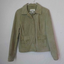 Vintage Cherokee Green Suede Leather Jacket Blazer Button Up 90s Women Large  - £15.52 GBP