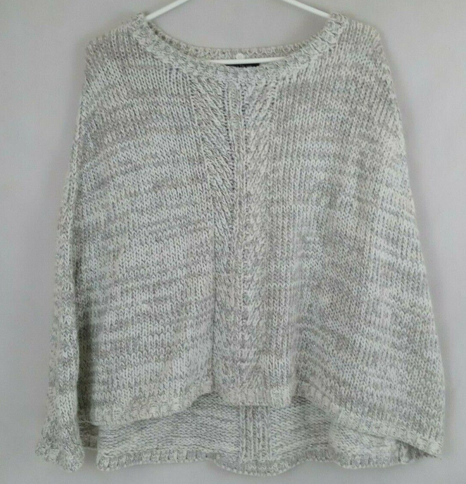 White House Black Market Women&#39;s Gray &amp; White Metallic Shawl Sweater Siz... - $16.82