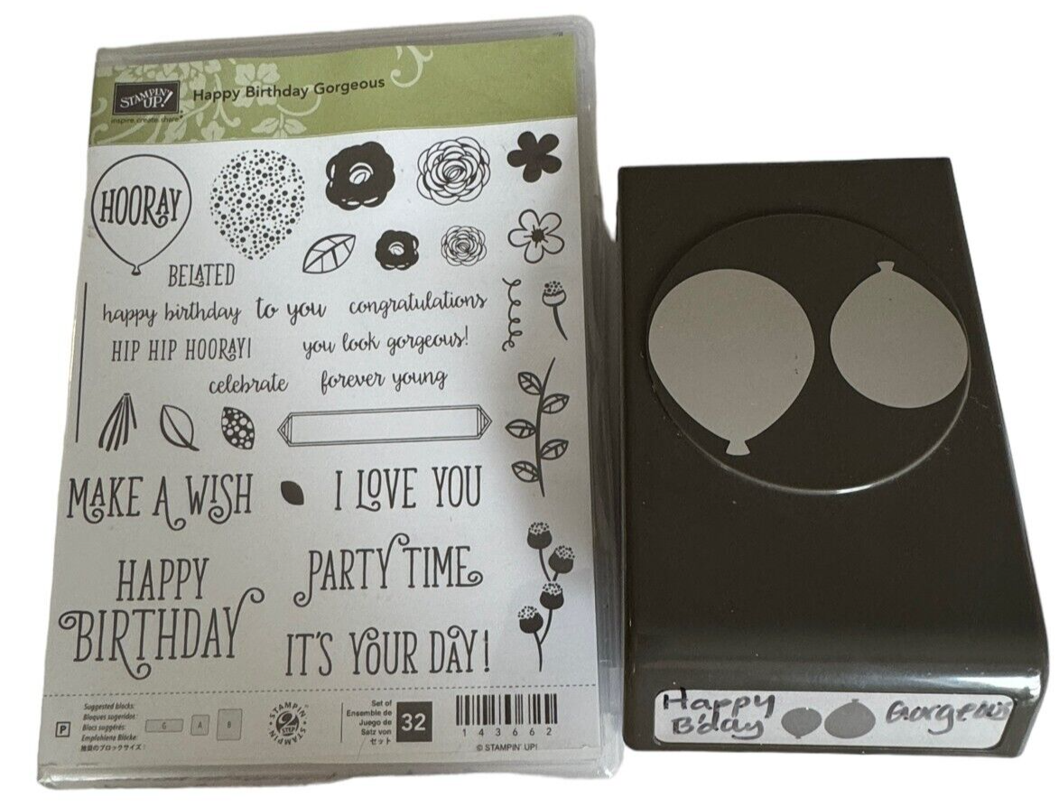 Primary image for Stampin Up Stamp Set Happy Birthday Gorgeous Paper Punch Balloon Bouquet