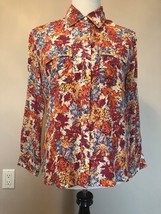 NWOT KARL Karl Lagerfeld Multicolor Floral Print Silk  Blouse SZ FR 34 US 2 - £75.59 GBP