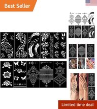 10 Sheets Henna Tattoo Stencil Kit Temporary Tattoo Stencils Arabian Tat... - $23.74