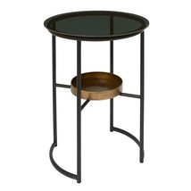 47th &amp; Main Modern Round Glass Top 2-Tier Metal Accent End Or Side Table for Liv - £103.03 GBP