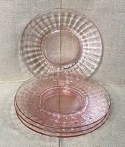 Vintage Rose Pink Glass Luncheon Plate Set 8 1/4 Inch Mid Century Modern - $33.66