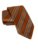 Ermenegildo Zegna Stripe Silk Tie Orange Multi - £76.59 GBP