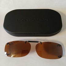 Men&#39;s Brown Rimless Rectangular Clip-On Sunglasses Lens Frames &amp; Hard Case - £9.48 GBP