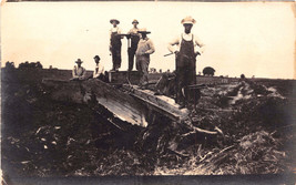 Workmen With Tools Posing At Remains Of Destroyed Bldg Real Photo Postcard 1909 - £3.75 GBP