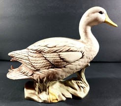 Large 6 1/4&quot; x 9 1/2&quot; White Ceramic Glazed DUCK Figurine Signed &quot;Jean&quot; - £16.61 GBP