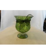 Decorative Green Glass Pedestal Candy Bowl with Mirror Glass Tiles - £55.04 GBP