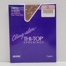 2 Pair Vintage Sears Cling-Alon Thi-Top Stockings Sandstone Size Tall - ... - $12.77