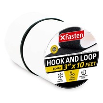 Adhesive Hook And Loop Tape, Black, 3-Inch X 10-Foot Sticky Back Double-... - £17.55 GBP