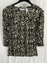 Keren Hart Women&#39;s Size Small Animal Print Elastic Cuff Pullover Top Blouse - £8.95 GBP