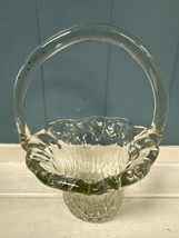 Vintage Easter Basket - Clear Glass - Hand Blown - 7.5” x 6” Recycled Glass - $21.77