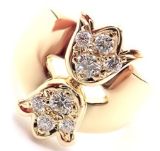 Rare! Authentic Christian Dior 18k Yellow Gold Diamond Flower Tulip Band Ring - £2,146.75 GBP