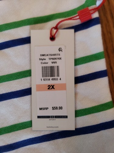 Tommy Hilfiger Nautical Stripe Top Womens 2X French Terry Sweatshirt Short Sleev Item image 6