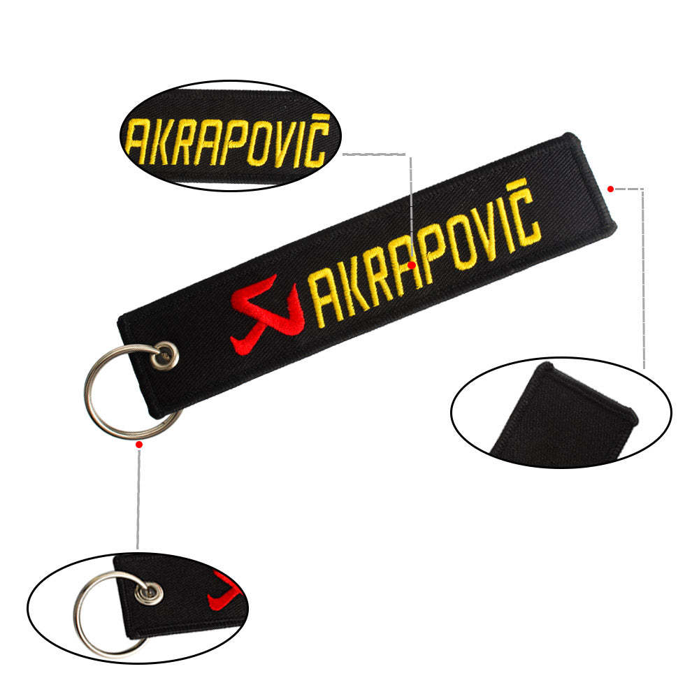 Primary image for BRAND NEW JDM AKRAPOVIC BLACK DOUBLE SIDE Racing Cell Holders Keychain Universal