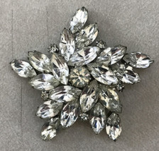 Vtg Antique Five Point Star Snowflake Crystal Rhinestone Gem Brooch Pin ... - $36.99
