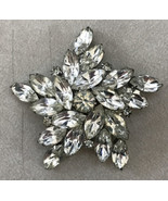 Vtg Antique Five Point Star Snowflake Crystal Rhinestone Gem Brooch Pin ... - £29.40 GBP