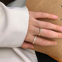 Retro INS Simple Ring Metal Geometric Irregular Fashion Temperament Ring Two-Pie - £13.13 GBP