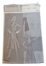 Vtg 1950s Butterick Sewing Pattern 7767 Front Pleated Dress Sz 18 1/2&quot; B... - £20.93 GBP