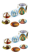 200 Pieces (2 rolls) of Traditional Catholic Saints Stickers 10 Assorted 1.5&quot; D - £9.58 GBP