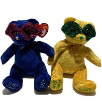 TY BEANIE BABY 2 Pack MASQUE AND MARDI GRAS RETIRED BEARS 2005 W Tag - $14.60