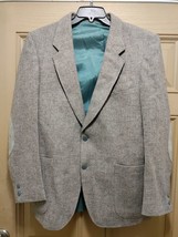 Men&#39;s Wool Tweed Blazer Coat Jacket Suede Patches SZ 44R - £14.65 GBP