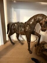 Antique Pawing Leather Horse - $2,320.19 MXN