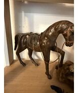 Antique Pawing Leather Horse - $2,300.34 MXN