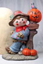 Scarecrow &quot;Pumpkins for Sale&quot; Ceramic Painted Sculpture Tree Bird Missing Tail - £9.93 GBP