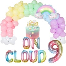 On Cloud 9 Birthday Decorations For Girls Pastel Rainbow Balloon Garland Arch Ki - £30.83 GBP