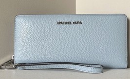 Michael Kors Continental Wallet Wristlet Pale Ocean Blue Leather 35T7STVE7L FS Y - £66.20 GBP