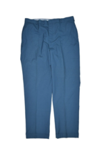 Vintage 80s Trousers Mens 34x30 Blue Work Pants Wash N Wear Straight Cuffed - £20.32 GBP