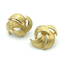 GIVENCHY Paris gold-tone pierced earrings -designer textured swirl knot studs - £38.56 GBP