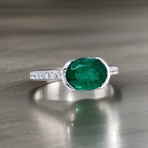 Natural Emerald Diamond Ring 6.5 14k W Gold 2.33 TCW Certified $3,950 221335 - £1,542.86 GBP