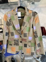 Etro Milano Tan Patchwork Silk Embroidered Jacket – Size 46 - $553.41
