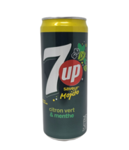 2 Cans of 7Up France Mojito Mint &amp; Lime Soft Drink 330ml Each -Free Ship... - £20.59 GBP