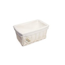 WoodLuv Small Wicker Storage Basket with Lining, White  - £19.49 GBP