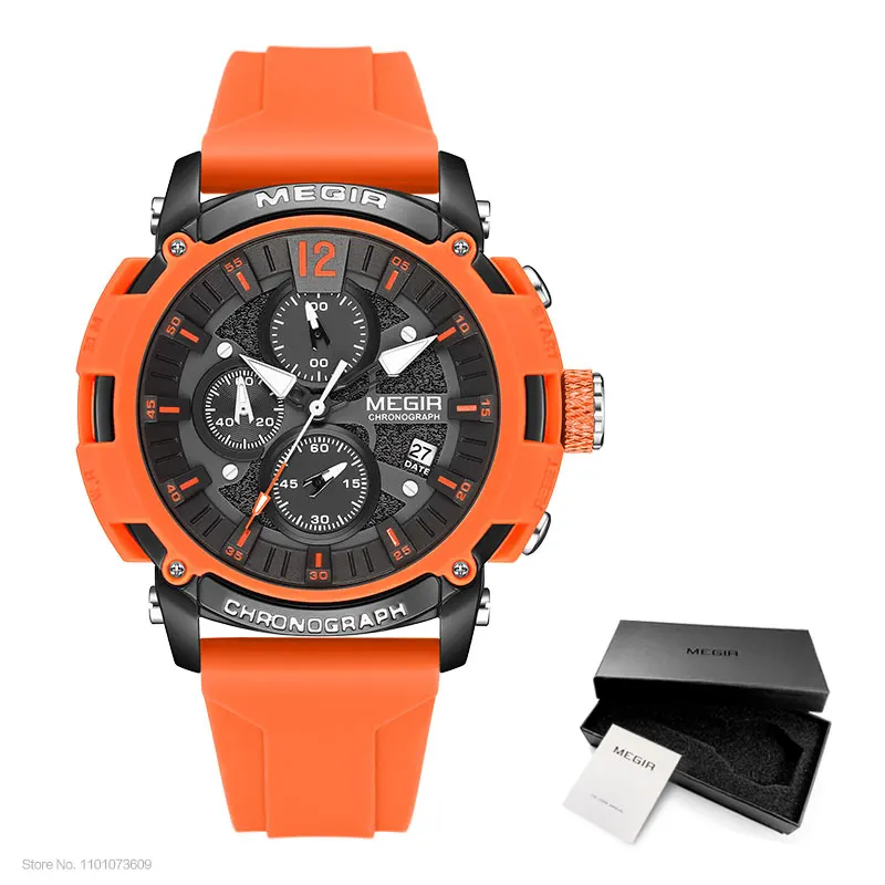 Orange Sport Watches for Men Fashion Waterproof Luminous Chronograph Qua... - $45.88