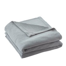 Home Decorators Blanket Cotton Tencel Herringbone Steel Blue Full/Queen - £50.36 GBP