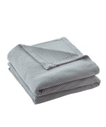 Home Decorators Blanket Cotton Tencel Herringbone Steel Blue Full/Queen - £50.47 GBP