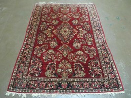 Red Antique Rug 3x5 Hand Knotted Handmade Floral Wool Oriental Carpet 1920s - £1,487.18 GBP