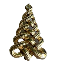 Christmas Tree Brooch Pin Avon Gold Tone Rhinestone Star Holiday Signed Vintage - £13.59 GBP