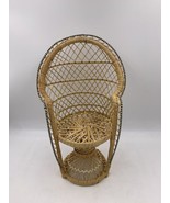 Vintage Mini Wicker Rattan Peacock Chair 15&quot; Tall Doll Plant Stand Decor - £12.59 GBP