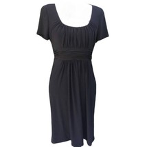 Evan Picone Little Black Dress Gathered Waist Scoop Neck Short Sleeve Si... - $24.29