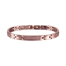 99.999%Ge Titanium Bracelets for Women AAA Zirconia Rose Gold-color Magnetic ID  - £37.26 GBP