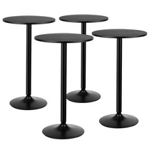 4 Pcs Round Pub Table 24&quot; Bistro Bar Cocktail Table W/Metal Base Black - £355.35 GBP